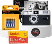 35mm Film Camera Bundle Includes Black Swiss+Go Novocolor Analogue Film Camera with Kodak ColorPlus 24 EXP Film, Kodak Max Super Alkaline AAA Batteries and Clikoze Film Photography Tips Card
