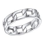 Silver Cool Rings For Teens Size 9 Men Boys Simple Band Cuban Link Ring