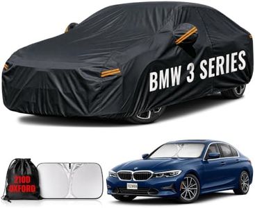Tozaroa Car Cover Custom Fit BMW 3 Series M3 320i 325i 328i 330i 335i Waterproof All Weather,Outdoor Full Exterior Automobiles Snow Covers with Windshield Sun ShadeDriver Door Zipper & Storage Bag