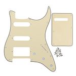 IKN 3Ply Cream HSS Pickguard Guitar Back Plate Set for Standard ST Modern Style Guitar Part