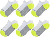 Sunew Baby Toddler Socks, Half Cushioned Sport Athletic Ankle Low Cut Socks-Boys' and Girls',6-Pair White Yellow 1-2 Years