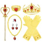 Princess Dress Up Party Accessories for Princess Costume Gloves Tiara Wand Necklace Earrings Bracelet and Ring Gift Set 9pcs, Set of 7, 9pcs, Plastic, no gemstone