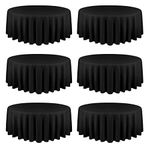 6 Pack Round Tablecloth 90 Inch Black Table Cloths Polyester Round Table Cloth,Black Tableclothes Round Washable Fabric Table Covers for Wedding,Party,Dining,Banquet