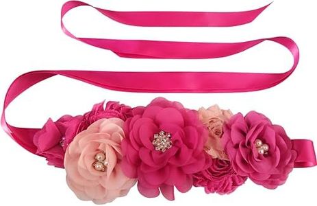 Oyabridal Flower Maternity Sashes for Baby Shower Pregnancy Sash Belt Baby Shower Sash Belt for Women (Hot Pink)