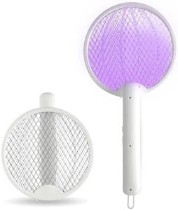 PRIME PICK Electric Mosquito Swatter with LED Fly Trap Light – 3-in-1 Rechargeable Bat for Indoor & Outdoor Use – White