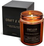 Craft and Kin Candle, Premium Christmas Scented Candles for Men & Women, Palo Santo Candles, Fall Candle, Soy Candles for Home Scented, 8 oz 45 Hour Burn, Holiday Candles for Home in Amber Jar