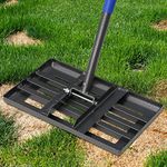 Lawn Leveling Rake, 43 x 25 cm Levelawn Tool with Effort Saving Curved Edge, 5 FT Metal Lawn Leveler Heavy Duty, Move Soil Ground Surfaces Freely, Length Adjustable Garden Rakes for Yard Golf Course