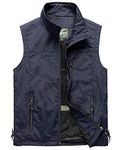 Hixiaohe Men's Casual Lightweight Outdoor Vest Work Fish Photo Travel Vest, Navy, Large