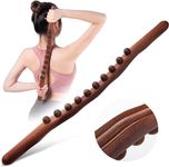 Snevad 10 Bead Massage Roller stick Wood Gua Sha Tool Wooden Scraping Therapy Massage for Body Neck Shoulder Back Massager for Fascia Cellulite Muscle Abdomen, Muscle Belly Relief Tool