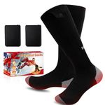 Heated Socks for Men Women, Rechargeable Electric Heated Socks, 5000mAh Washable Heated Socks, Long Life Up to 65 °C, Large Heating Area Foot Warmer for Outdoor Work Skiing Camping Fishing Hunting