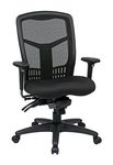 Office Star High Back ProGrid Back FreeFlex Seat with Adjustable Arms and Multi-Function and Seat Slider, Black Managers Chair