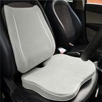 betterhood PosturePro Premium Car Backrest and Seat Cushion Combo | 100% Memory Foam, Cotton Cover, Large Size | Lumbar Back Support + Coccyx Pillow for Back, Tailbone Pain Relief | Ergonomic (Grey)
