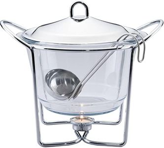 Galashield Stainless Steel with Glass Dish Buffet Server Food Warmer Chafing with Ladle (4-Quart Capacity)