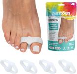 ZenToes Toe Separators with 2 Loops - Pack of 4 Soft Gel Bunion Correctors (White)