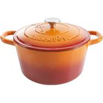 Sunset Orange , 5-Quart Cast Iron Dutch Oven : Crock Pot 109469.02 Artisan Round Cast Iron Dutch Oven with Non-Stick Surface, 5 Quart, Sunset Orange