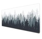 UCMDA Gaming Mouse Pad - XXL Extended Large Mouse Mat Pad Waterproof Keyboard Mat with Non-Slip Base, Stitched Edges, Smooth Surface for Computer and Desk (800x400x2mm) (White Forest)