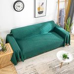 AIVIA Couch Cover Sheet Blanket, Oversized Covers for 3-4 Cushion High Backrest Sofa, Extra Large Furniture Decoration Sofa Slipcovers, L Shape U-Shaped Sectional Protector, Blackish Green 91"x134"