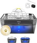 Veken Award-Winning Small Pet-Friendly Cat Water Fountain with Stainless Steel Lid & Quiet Pump, Easy to Clean & Assemble, 50oz Mini Pet Water Dispenser for Cats, Dogs and Small Animals, Silver