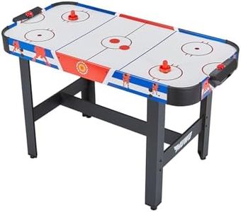 MUWO Air Hockey Mesa 122 x 61 x 79 cm, contador de goles, incluye 2 discos y 2 empujadores, bandas de plástico duras y robustas (Game on)