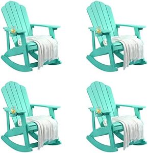 YITAHOME Outdoor Rocking Adirondack Chair Set of 4, Heavy Duty Plastic Rocking Chairs with Rotatable Cup Holder, Oversized Rocker Chair for Garden Lawn Yard Patio Deck Pool Porch Beach Fire Pit