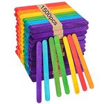 ZOENHOU 1500 PCS Colored Popsicle Sticks, Large Colored Craft Sticks Wooden Lolly Sticks Jumbo Lollipop Sticks for DIY Craft, Kids Handicraft, Model Making