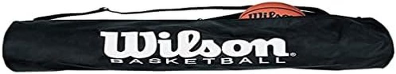 Wilson Basketball Bag, Elongated for Up to 5 Balls with Zipper, Adjustable Shoulder Strap, Black, WTB1810, Uni