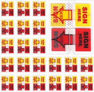 1200pcs/24 Pack Sign Here Stickers, Sign Here Tab with Arrow Sign Easy to Post Sign Here Stickers for Office School Notebook Annotation (Red & Yellow)