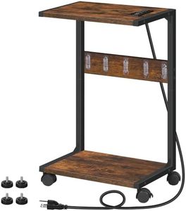 HOOBRO Computer Tower Stand, PC Stand with Charging Station, 2-Tier PC Tower Stand with Locking Caster Wheels, CPU Stand Fits Most PCs, PC Stand for Floor, for Home Office Rustic Brown BF01UCJ01G1