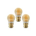 paul russells LED Filament Golf Ball Light Bayonet Cap B22, 35W Equivalent G45 Bulbs, 4.5W 400LM LED BC 2200K Amber Lamps, Home Ceiling Chandelier Energy Saving Lightbulbs, Pack of 3