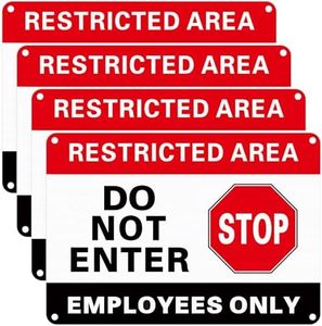 Tandefio 4 Pcs Employees Only Sign Restricted Area Do Not Enter Sign with 4 Pre Drilled Holes Reflective Warning Signs Easy to Mount Rust Free Aluminum UV Protected Waterproof (Classic Style)