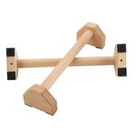 PELLOR I-Shaped Antiskid Push-Ups Bar Wooden Press-Up Support Stand Indoor And Outdoor Arm Chest Muscle Training Fitness Equipment Wooden, 19.7X3.9X3.9Inch