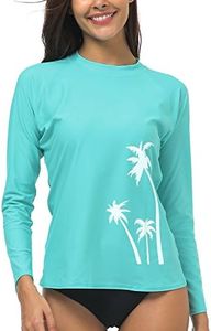 Wetopkim Women's Whole Hearted Long Sleeve Rash Guard UV Protection Swim Tops rushguard Aqua