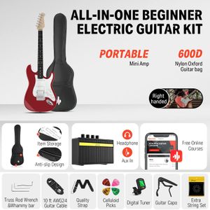 Donner 39" Electric Guitar – Red, Full Size