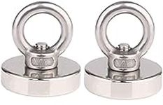 JAKAGO 41KG Pulling Force Strong Rare Earth Magnets Round Neodymium Fishing Magnet Diameter 1.4" (36mm) Magnetic Hooks for Magnet Fishing Magnet Metal Detector Recovery Treasure Finder (2 Pieces)