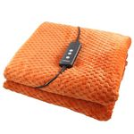 Schallen Waffle Soft Fleece Heated Electric Throw Over Blanket Honeycomb Overblanket with Timer and 10 Heat Settings for Sofa and Bed | Machine Washable | Large 160 x 120cm (Rust | Burnt Orange)