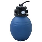 vidaXL Pool Sand Filter with 4-Position Valve, High-Density Polyethylene Body, 7 m³/h Flow Rate, Easy Setup, Versatile Hose Compatibility, Blue