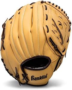 Franklin Sports Baseball + Softball Glove - Field Master Baseball + Softball Mitt - Adult + Youth Glove - Men's + Women's Baseball + Softball Gloves - Right Hand Throw - 14" - Camel Brown