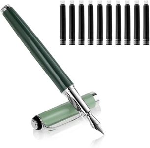 Cobee Penne stilografiche in metallo con 10 cartucce di inchiostro nero, pennino fine da 0,5 mm, scrittura scorrevole, penna calligrafica di lusso, per ufficio e scuola, idea regalo (verde)