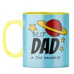 YuBingo Best Gift for Father - Ceramic Coffee Mug, Tea Cup, Papa, Dad, Daddy, Father's Day Gift (Yellow Inner & Handle, Tea Cup, 320ML)