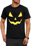 Arvilhill Halloween Shirts for Men Adult Pumpkin T-Shirt Funny Novelty Print Patterns Short Sleeve Ribbed Crewneck Glow in The Dark S