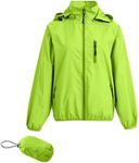 Spmor Women's Lightweight Waterproof Jacket Packable Windbreaker Running Coat, Fluorescent Green, X-Large