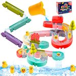 Pipihome Bath Toys, 62Pcs Kids Bath Toys Balls Track Game Bath Shower Bathtub Toys, Water Slide with Suction Cups Water Toys, Bath Time DIY Educational Bath Toys for 3 4 5 6 Year Olds Toddlers Kids