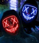 AnanBros 2PCS Scary LED Halloween Mask, Light up Mask Cosplay, LED Rave Face Mask Costume 3 Lighting Modes, Halloween Face Masks for Men Women Kids, 2pcs (Blue & Red)