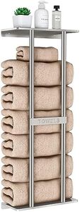 STWWO Bathroom Towel Storage for Bathroom, Wall Towel Rack for Rolled Towels, 30 inch Towel Holder Wall Mounted with Metal Shelf Can Holds 6 Large Towels, Brushed Nickel