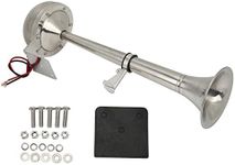 Marine Boat Horn, Boat RV Car Stainless Steel Trumpet Horn Complete Set, Loud 328 Decibels Electric 12 Volt 30W Trumpet Marine Horn for RV/Truck/SUV/Boat/Trucks