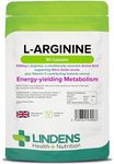 Lindens - L-Arginine 500mg, 90 Capsules - UK Made - Amino Acid with Vitamin C - Supports Nitric Oxide Levels, Contributes to Vascular Performance & Metabolism - Letterbox Friendly