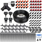 132FT Greenhouse Micro Drip Irrigation Kit, 163PCS Garden Automatic Watering System with 1/4” Blank Distribution Tubing Hose Adjustable Nozzle Emitters Sprinkler for Garden Landscape Flower Bed Patio