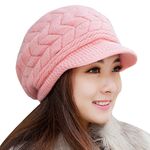 Alexvyan Imported Unisex Wool Men And Women Winter Cap Woolen Knitted Warm Hat (Fur Inside) Hats For Ladies Beanie Girls Skullies Caps Bonnet Femme Snapback (Pink), Free Size