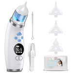 ONE AND ONLY Nasal Aspirator Electric White Nose Cleaner for Newborns & Babies: 5 Suction Levels | 3 Food-Grade Soft Silicone Nozzles | IPX6 Waterproof, Self-Cleaning with Music & Light