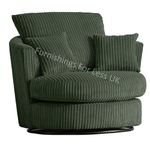 New Luxor Forest Green Fabric Swivel Chair Jumbo Cord Fabric Single Seater 360 Rotation (Green, Swivel Chair)